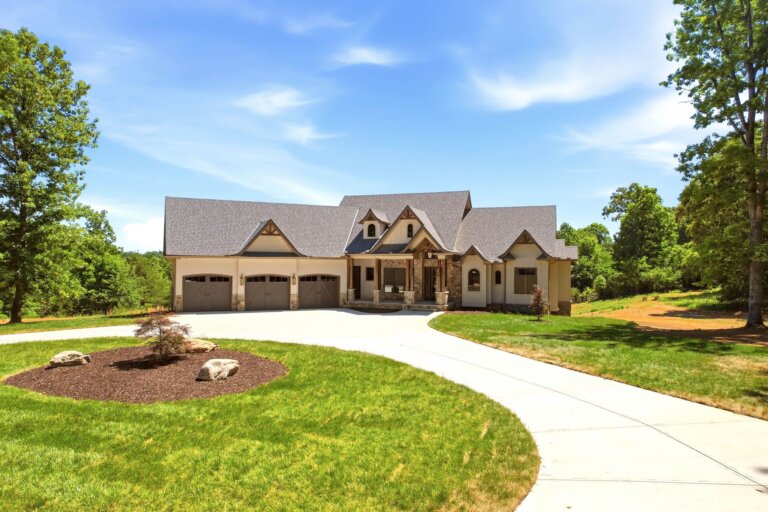 Knoxville custom home — craftsman front exterior with stone, stucco and cedar shake — Seigler Custom Homes